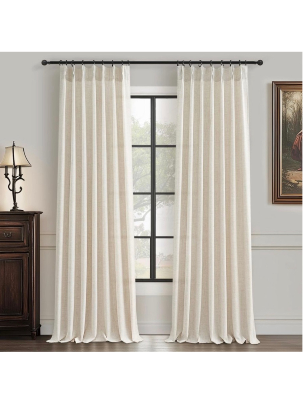 PleatedDrapes 102 Inch Long Curtains for, Light Filtering Semi Sheer Drapes